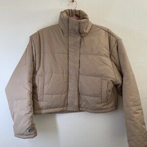 THE FIFTH LABEL Remake Cropped Boxy Puffer Coat in Beige – Size XS / 0-2